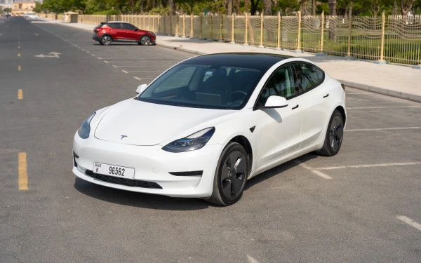 White Tesla Model 3 Photo 3