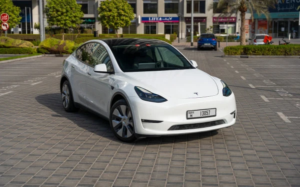 White Tesla Model Y Long Range Photo 7