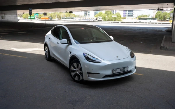 White Tesla Model Y Long Range Photo 3