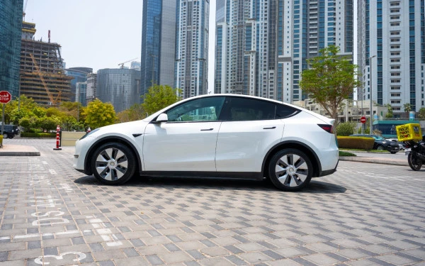 White Tesla Model Y Long Range Photo 7