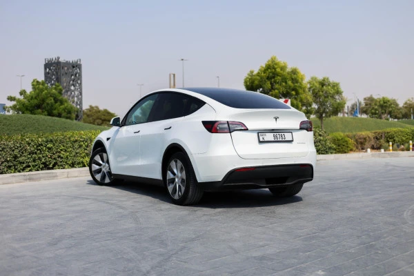 White Tesla Model Y Long Range Photo 3