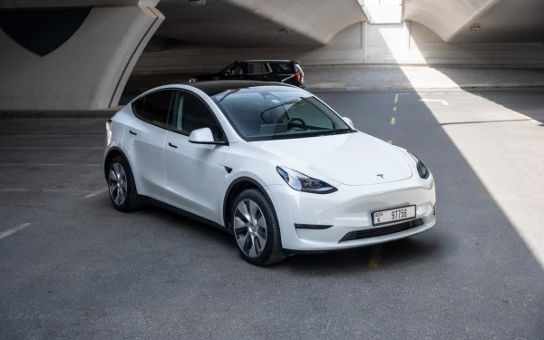 White Tesla Model Y Long Range Photo 3