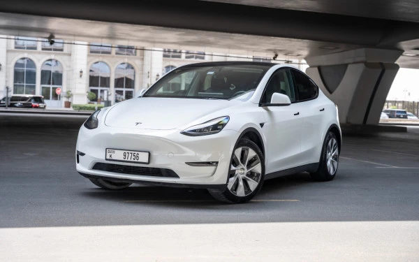 White Tesla Model Y Long Range Photo 7