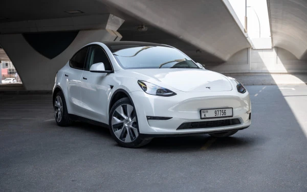 White Tesla Model Y Long Range Photo 8